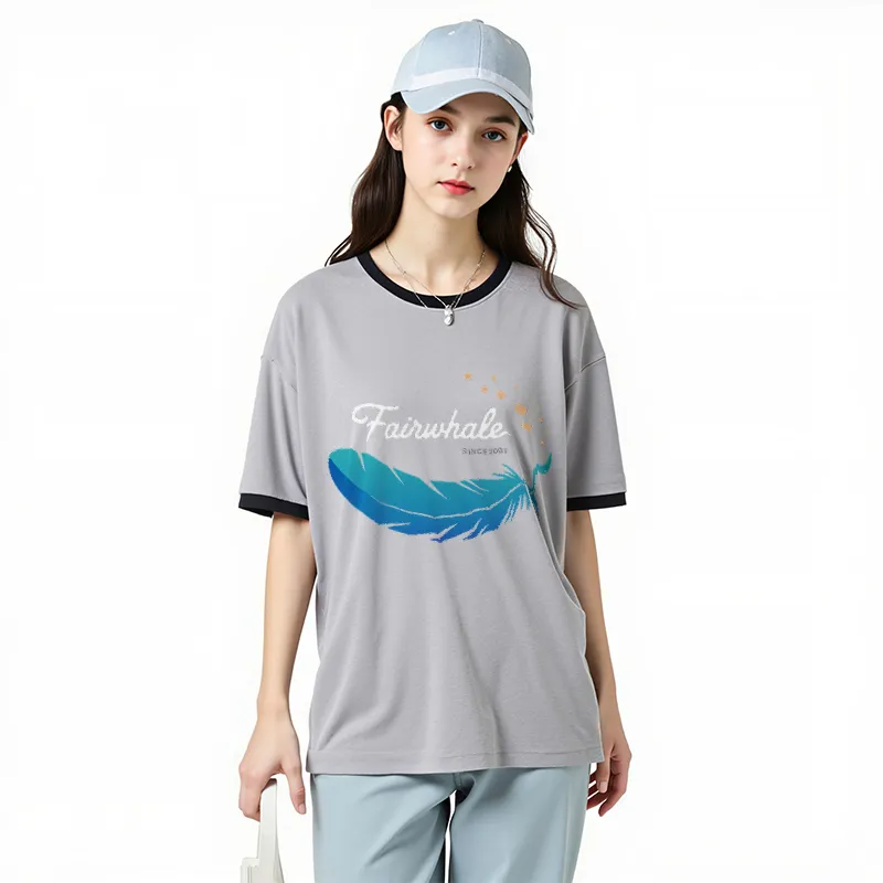 FAIRWHALE Drop Shoulder Sleeve T Shirt Women's-22