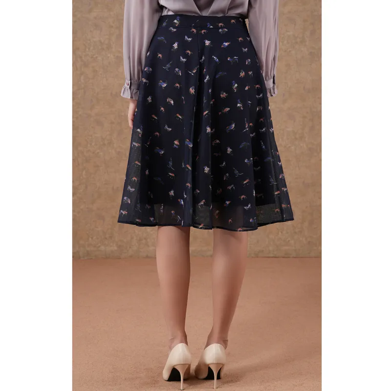 QIAOWANNI Casual Long Skirt Women's Ocean Paradise Pattern-1