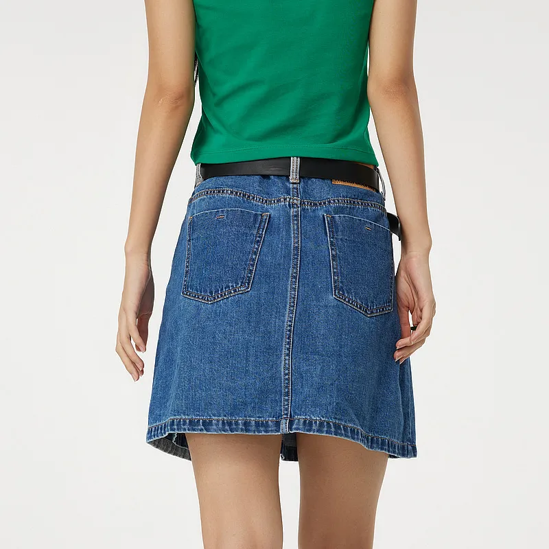 Metersbonwe Casual Short Skirts Women's Denim Medium Blue-3