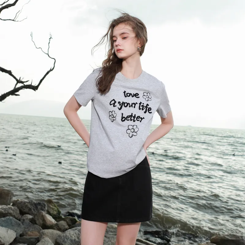 3COLOUR T Shirts Women's Heather Gray-3