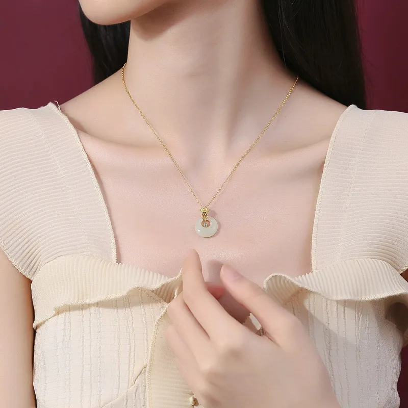 Royal Heaven's Choice Hetian Jade Necklaces Pale Greenish White Jade Unisex-2