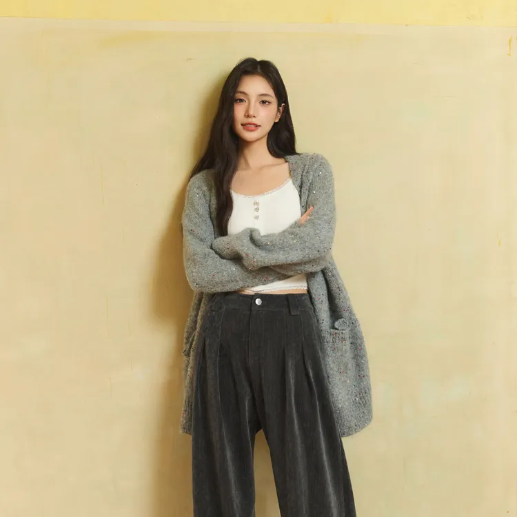 Three Quarters Sweater Women's Gray-4