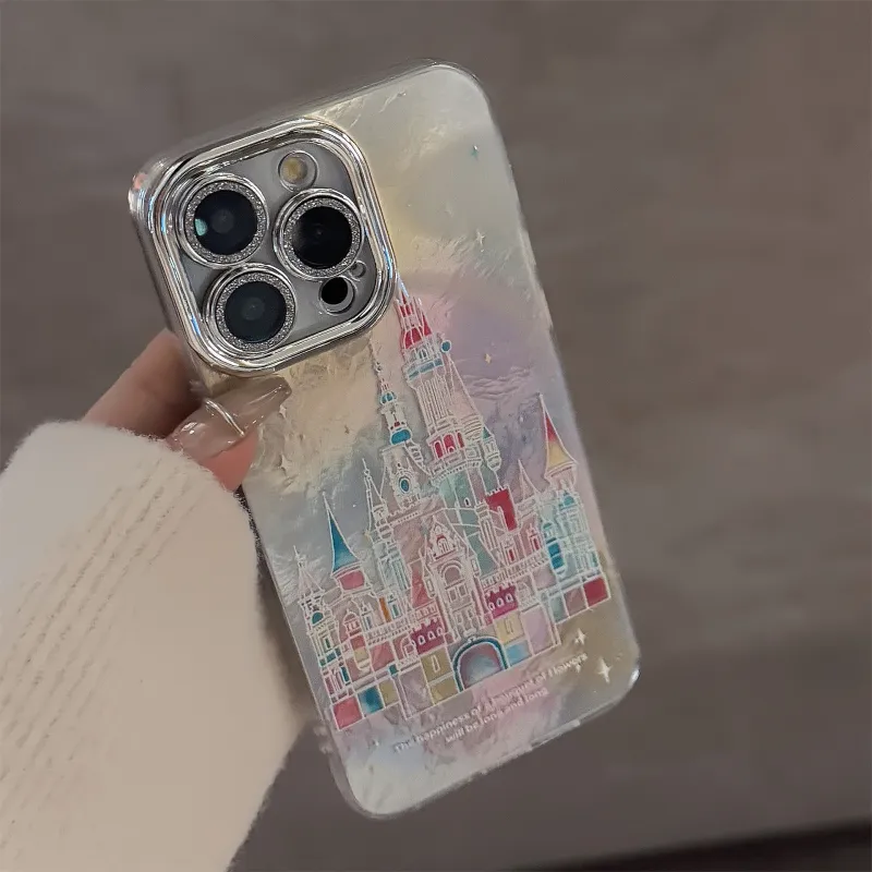 QIZHENG TPU Material Dreamy Ins Multicolor Castle Niche Phone Case Compatible With Apple 16 Pro Max/15/14/13/12/11-6