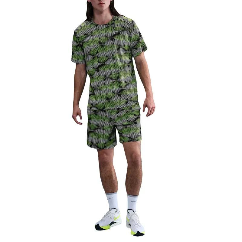 Nike MILER T Shirts Men Black/Green/White/Metal Silver-3