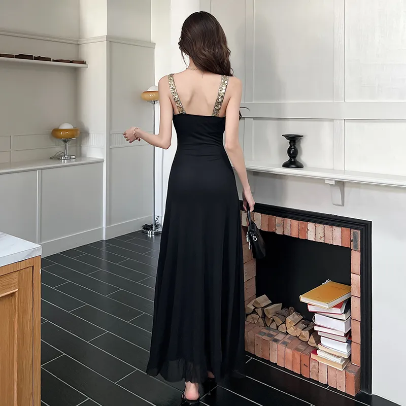 XIANSINIAO Slip Dresses Women's Black-2