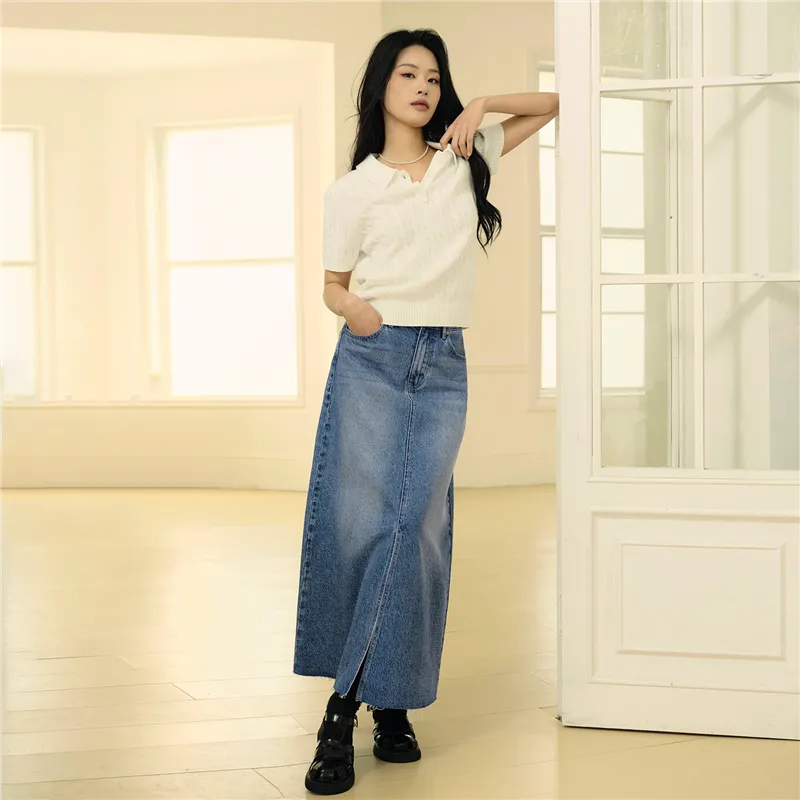 UNIQLO Denim Long Skirt Women's-6