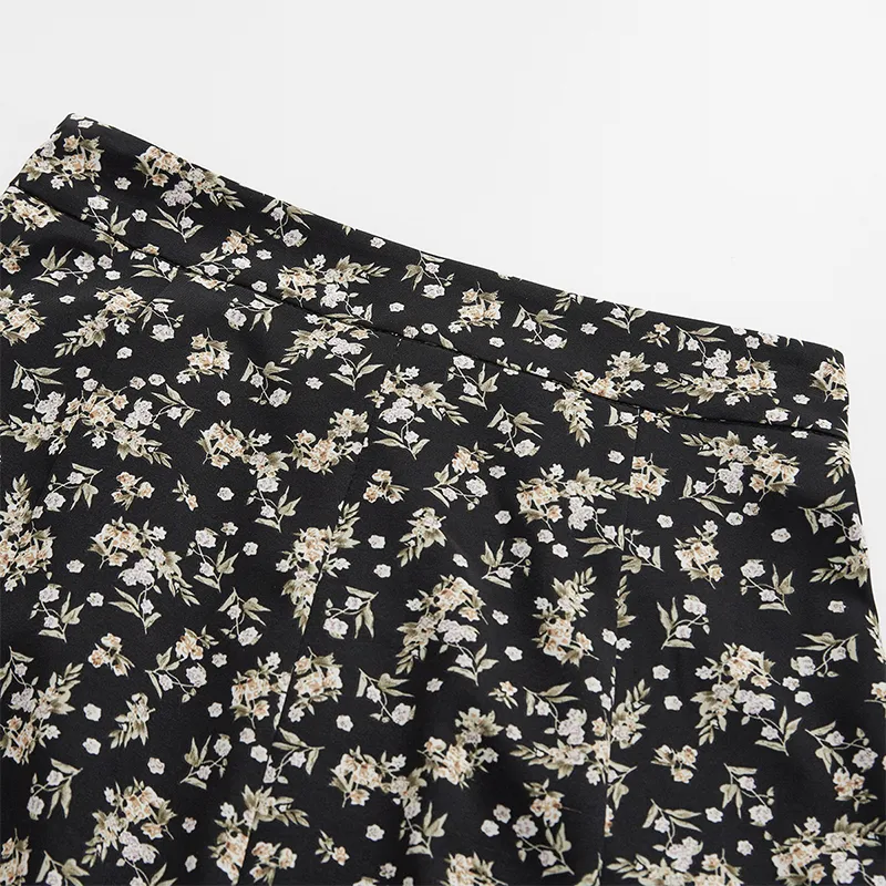 SENTUBILA Casual Long Skirts Women's Black Background Multicolor-5