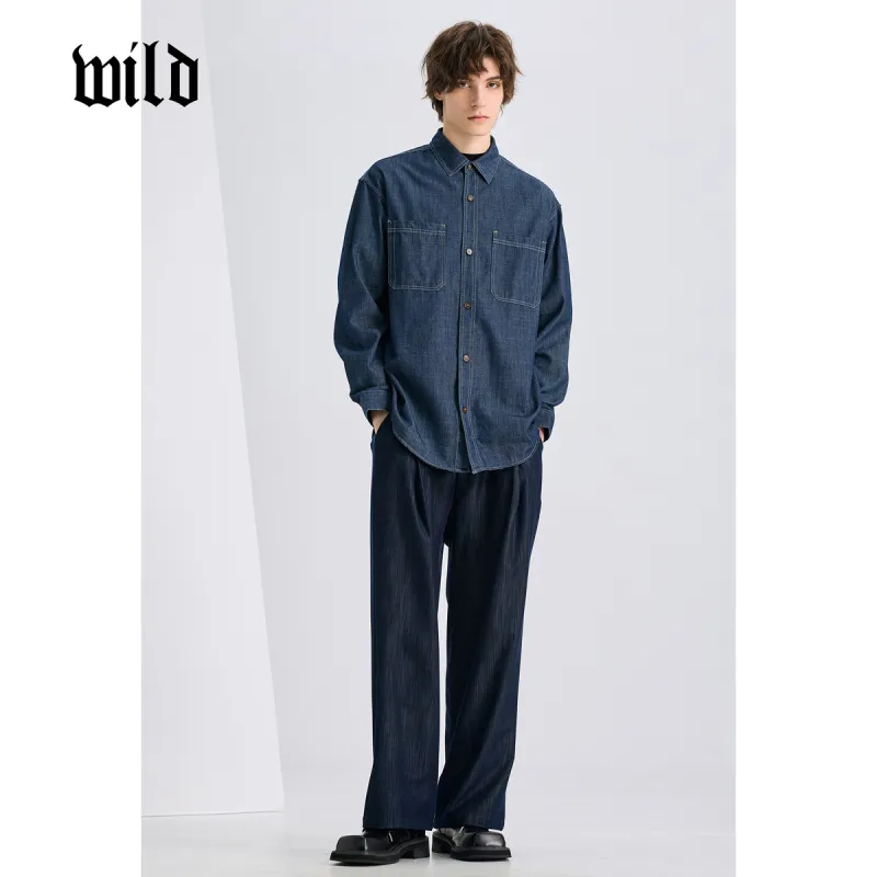 WILD LEADER Shirts Men Blue[CW51585A16]-2