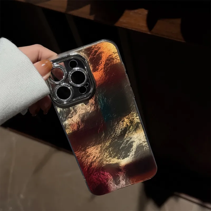 QIZHENG ABS+PC Material Dyeing Vintage Patchwork Phone Case Compatible With Apple 16 Pro Max/15/14/13/12/11-6