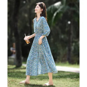Still Quiet Long Sleeved Dress Women's Green/Multicolor