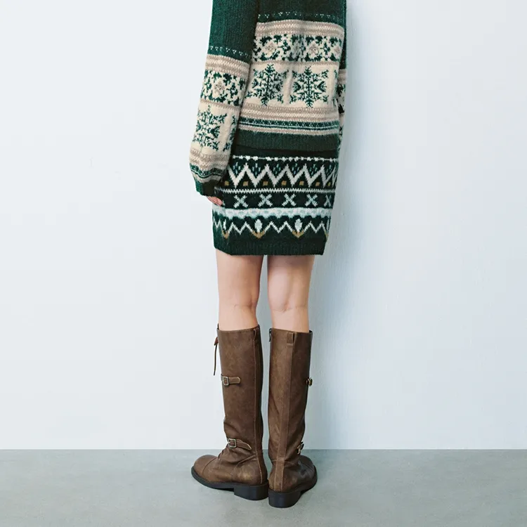 URBAN REVIVO Casual Short Skirts Women's Dark Green-3