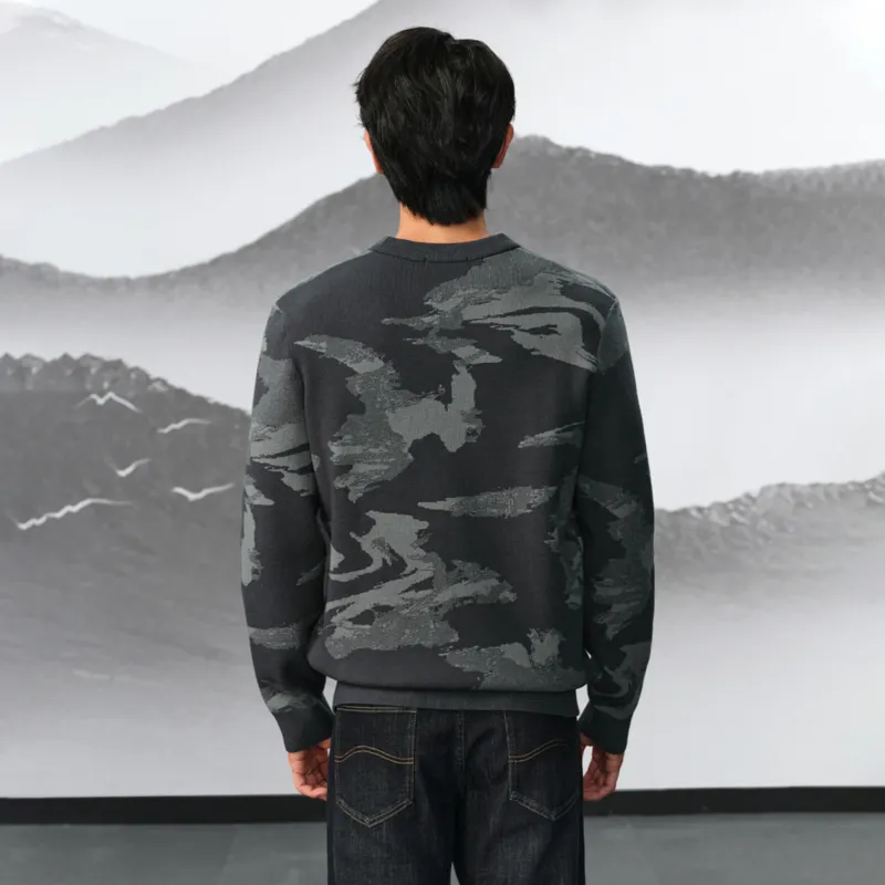 HLA Runway Same Style Crew Neck Pullover Jacquard Soft Knitwear Men's-2