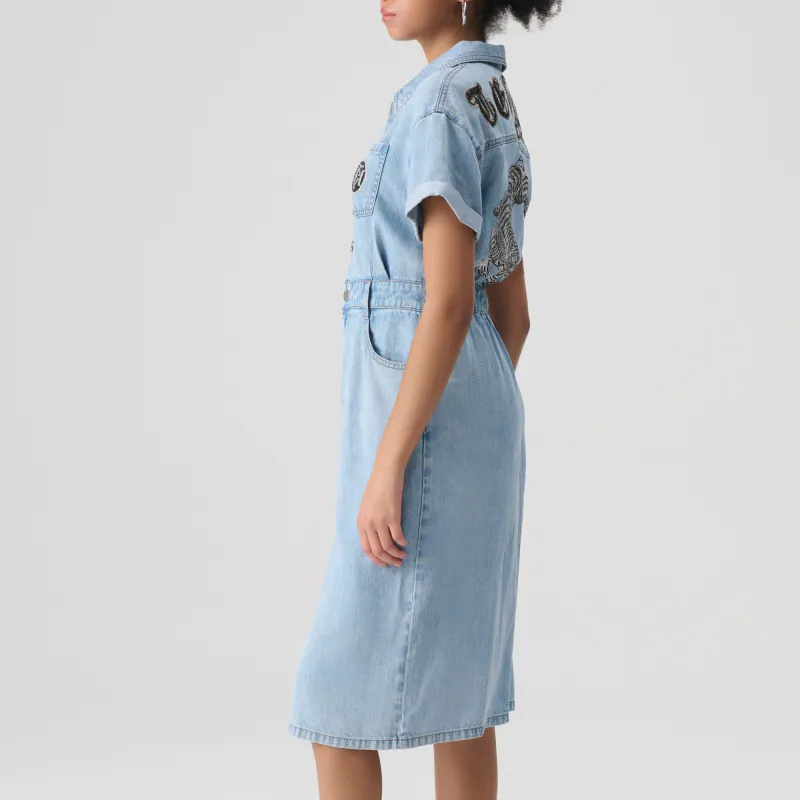 TCH Short Sleeved Dress Women's Denim Blue-6