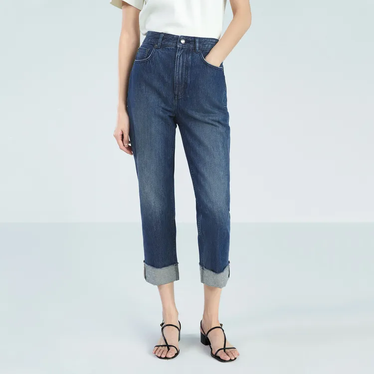 OVV Jeans Women's Navy Blue Solid Color 06-2