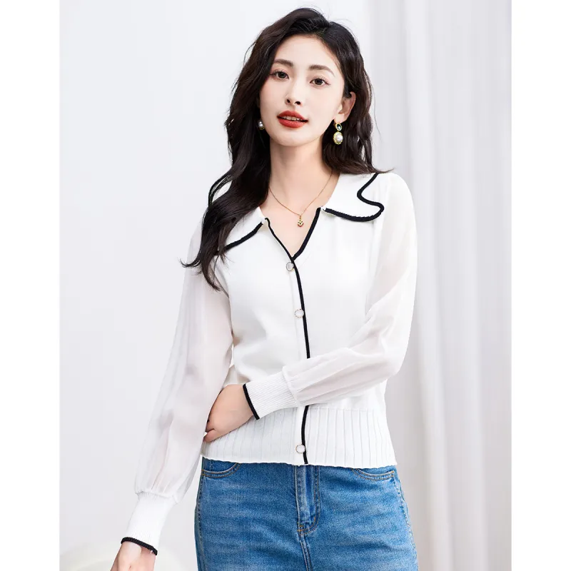 Love Elaine Spring Fall Knitwear Women's White-3