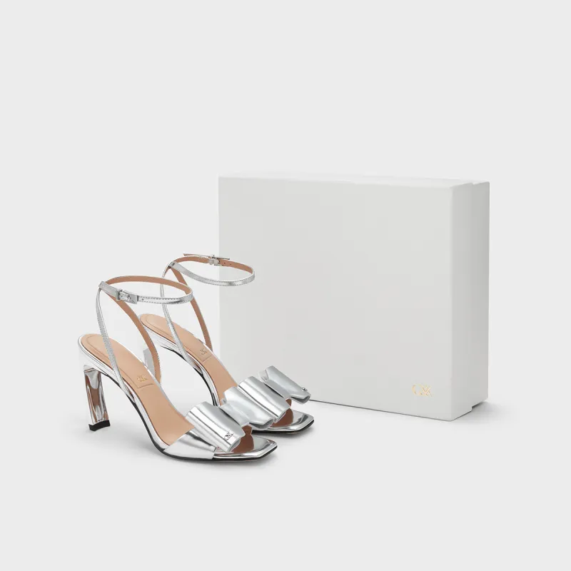 CHARLES&KEITH Small Ck One Strap Sandals 9.1cm Women's Silver-3