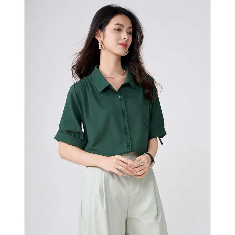 Love Elaine Shirt Loose Fit Women's Green-1