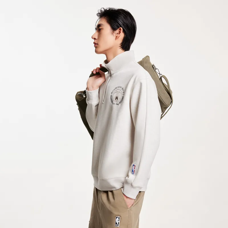 JACK JONES· JACK&JONESxNBA Spring Sweatshirt Men's Lime Gray Heather Gray-2