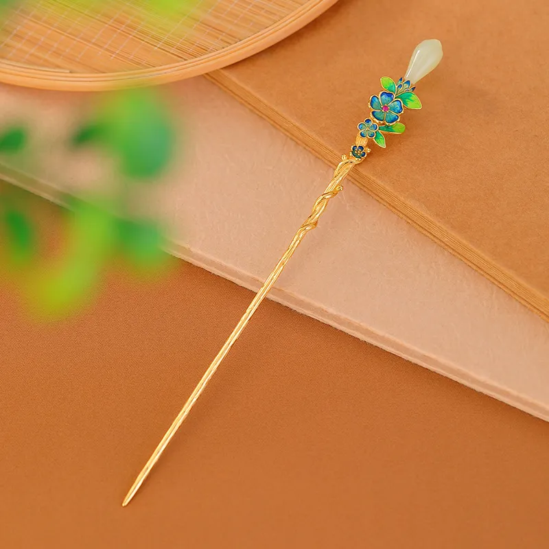Royal Heaven's Choice Hetian Jade Hairpin Pale Greenish White Jade Unisex-2