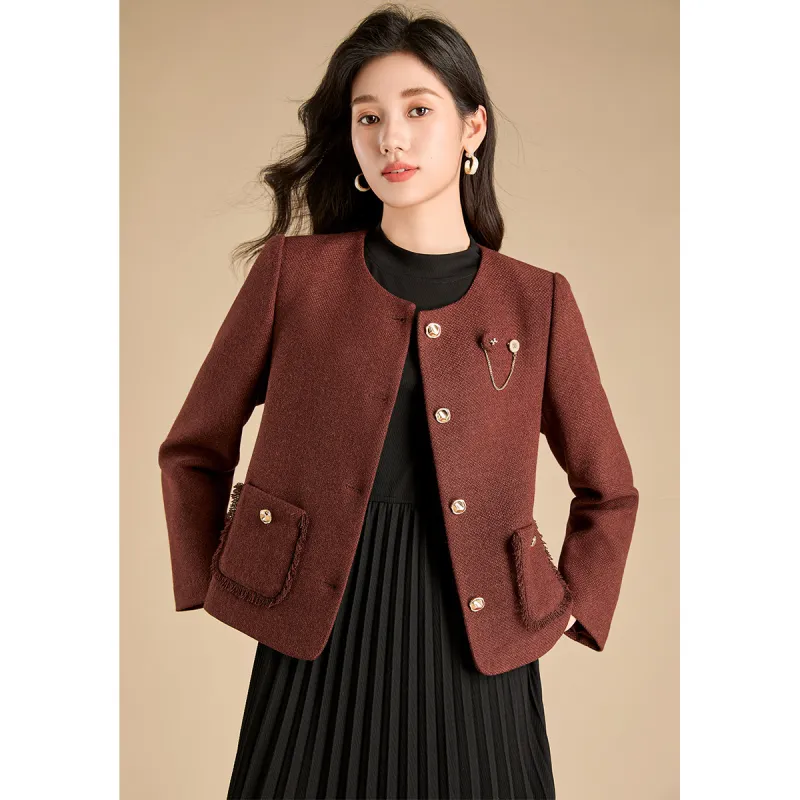 Mylan Cropped Coats Women's Rusty Red Collection Brand Stay Updated With Event Alerts-5