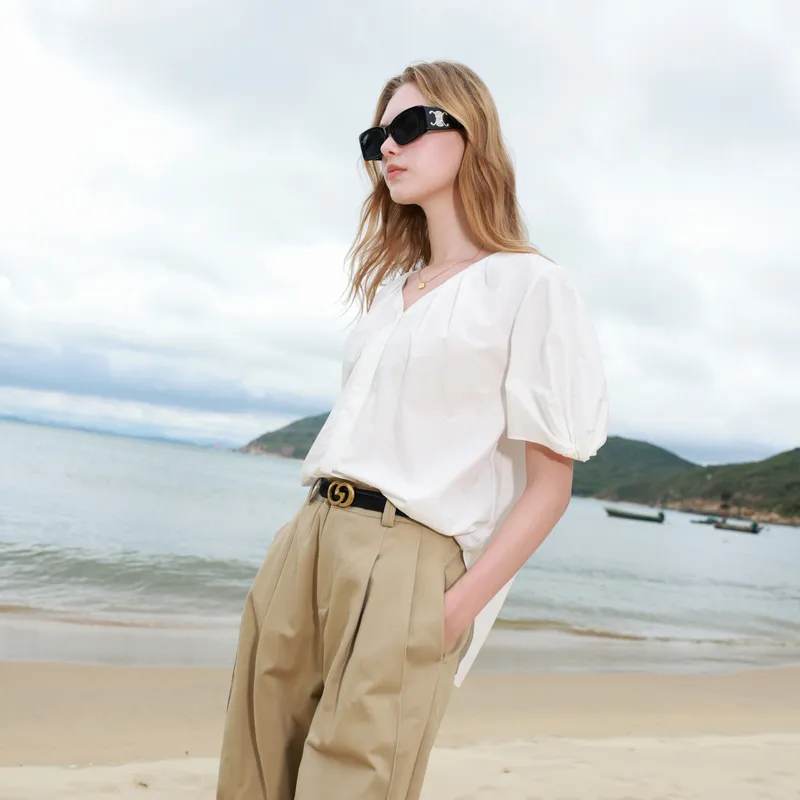 3COLOUR 100% Cotton Shirt Women's Ecru-6