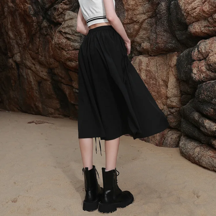 3COLOUR Casual Long Skirts Women's Black-4
