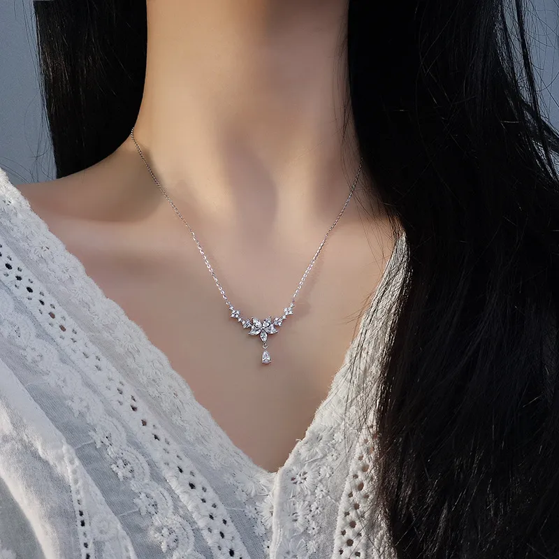 Happy Tide 925 Sterling Silver Necklaces Women's White Gold Rose Gold-2