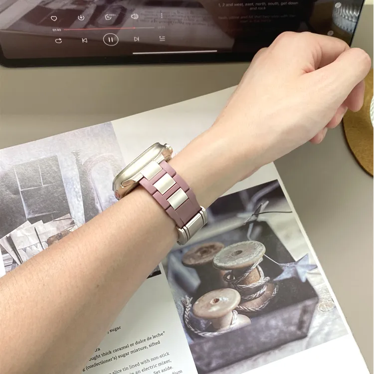 Sopi Apple Compatibility Watch Band Rubber, Stainless Steel Material-50