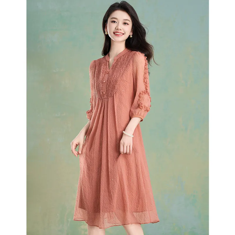 Mylan Summer Long Sleeved Dress Loose Fit Women's-5