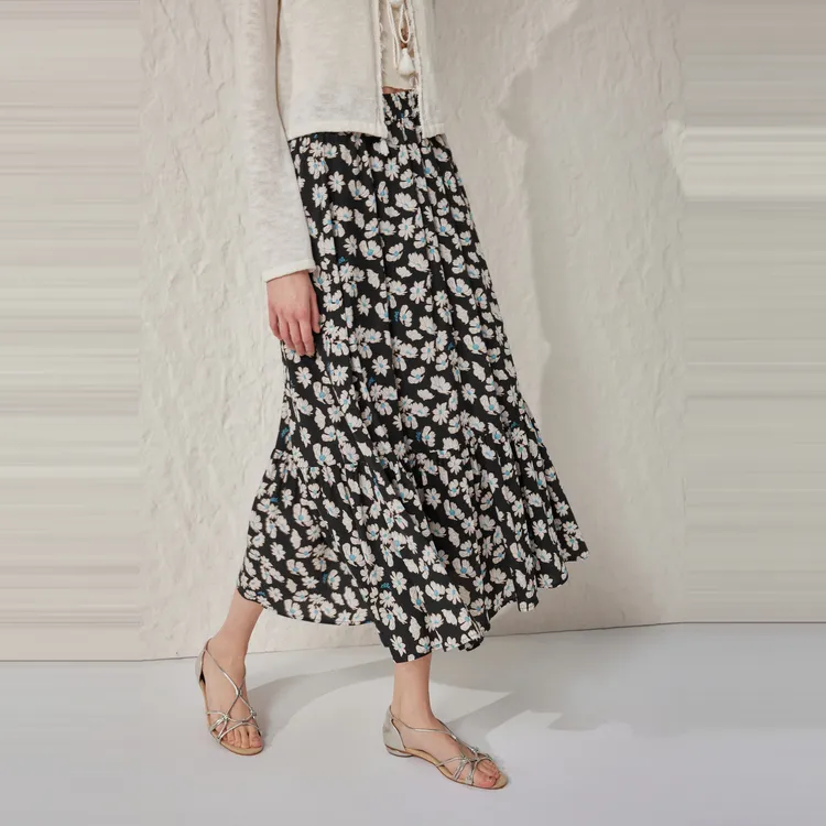 ELLE Casual Long Skirt Women's Black-2