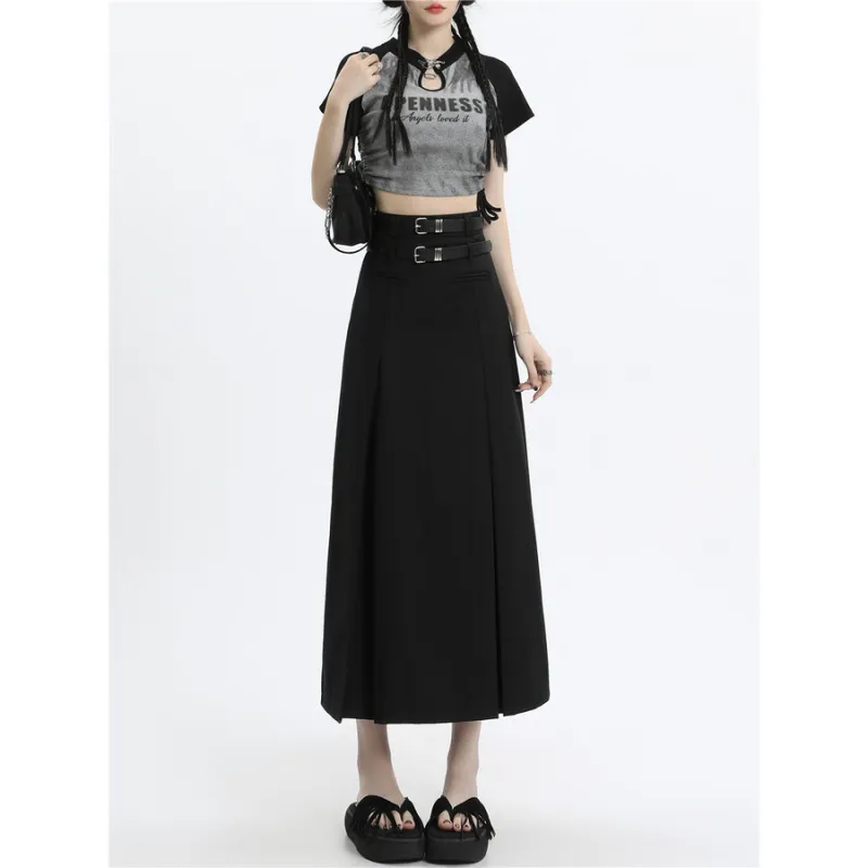 ZAVK Casual Long Skirts Women's Black-1