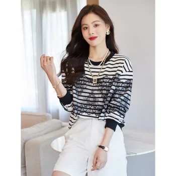 Like The Age Of Water Spring, Fall Sweatshirt Regular Women's Stripes