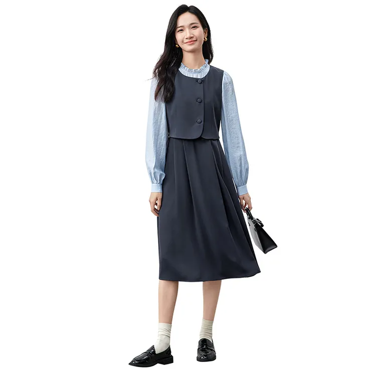SENTUBILA Long-Sleeved Dresses Women's Dark Gray-4