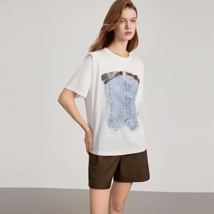 ELLE T Shirts Women's Ecru-4