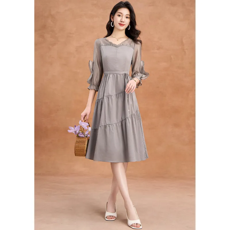 Mylan Long Sleeved Dress Women's Gray-5