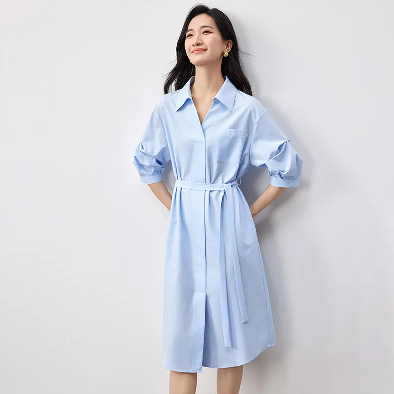 SENTUBILA Short Sleeved Dress Women's Light Blue-0