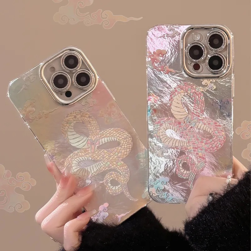 QIZHENG ABS+PC Material Snake Year Auspicious Clouds Phone Case Compatible With Apple 16 Pro Max/15/14/13/12/11-6