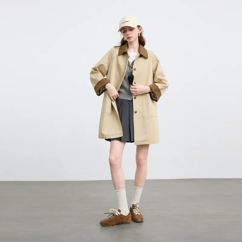 3COLOUR Trench Coats Women's Khaki-5
