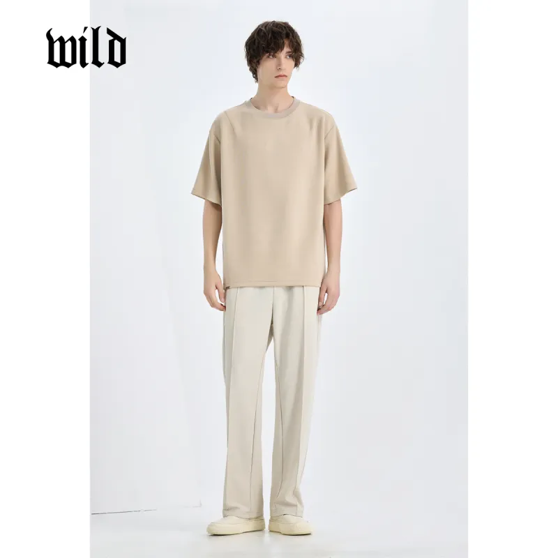 WILD LEADER Casual Pants Men Warm Sun Apricot[WKW5138Y17]-4