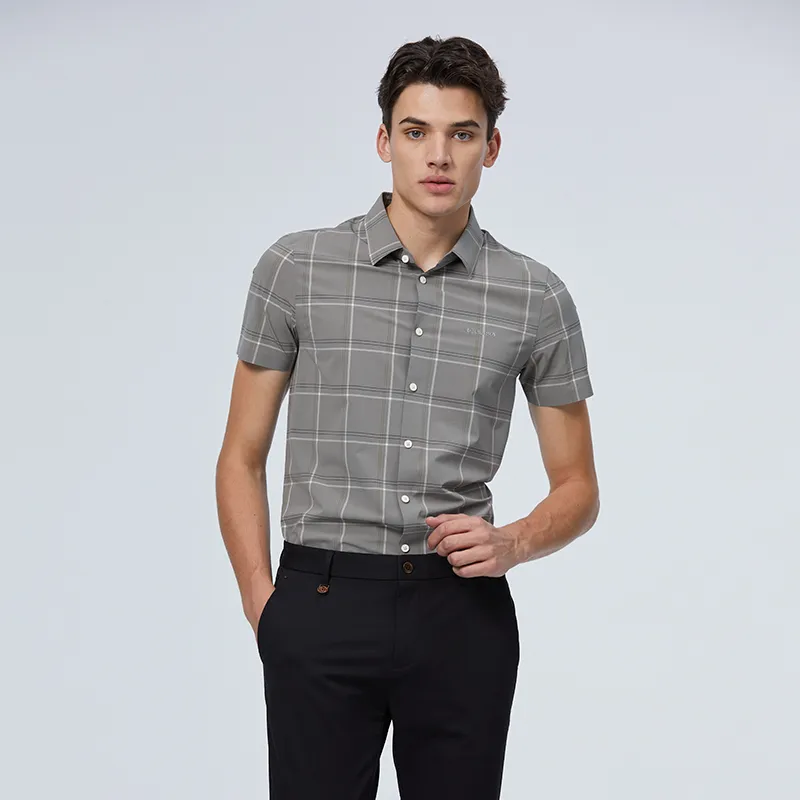 DIDIBOY Shirts Men Green Plaid-2
