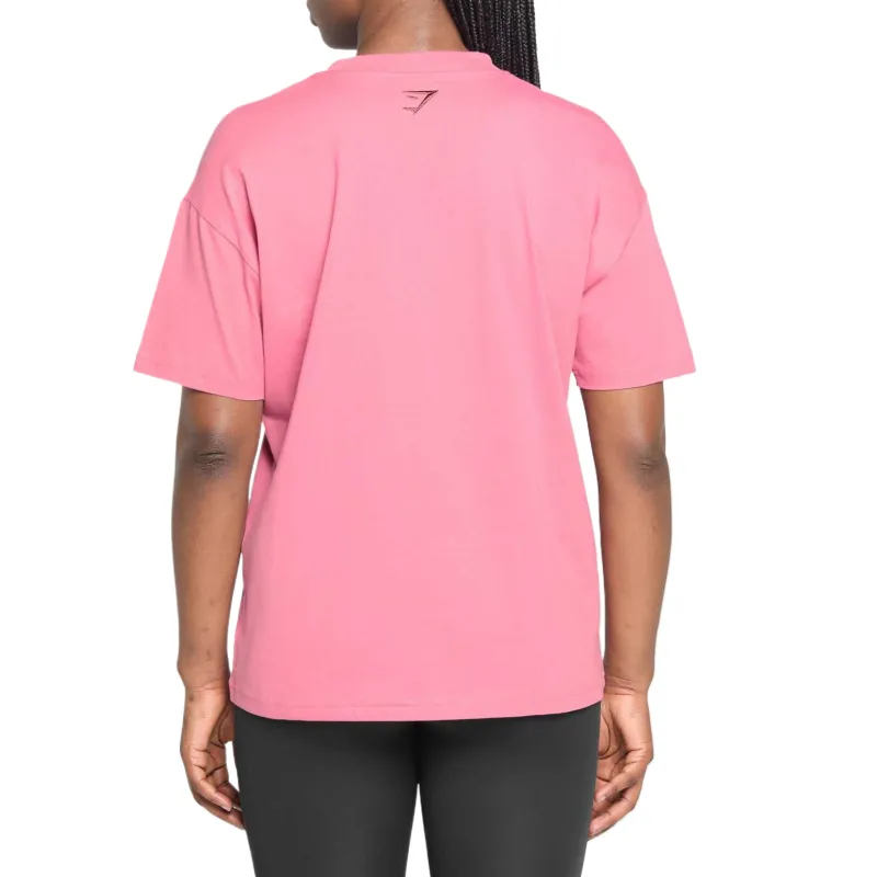 GYMSHARK Drop Shoulder Sleeve T Shirt Women's Sunset Pink-1