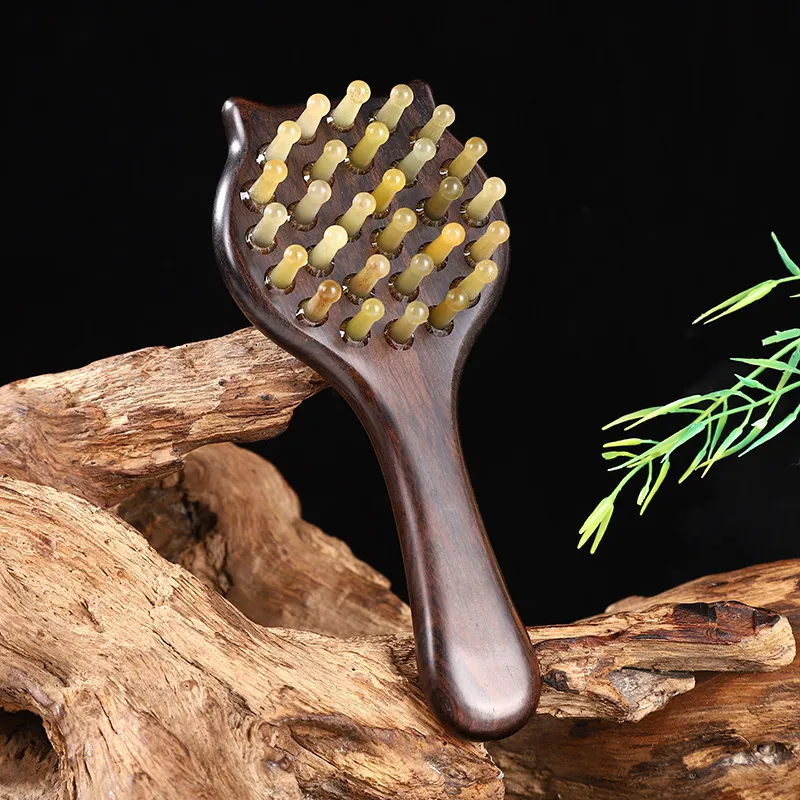 XIBI Sandalwood Controller Patting Comb Head Massage Therapy Comb With Multiple Health Benefits And Meridian Comb Hair-2