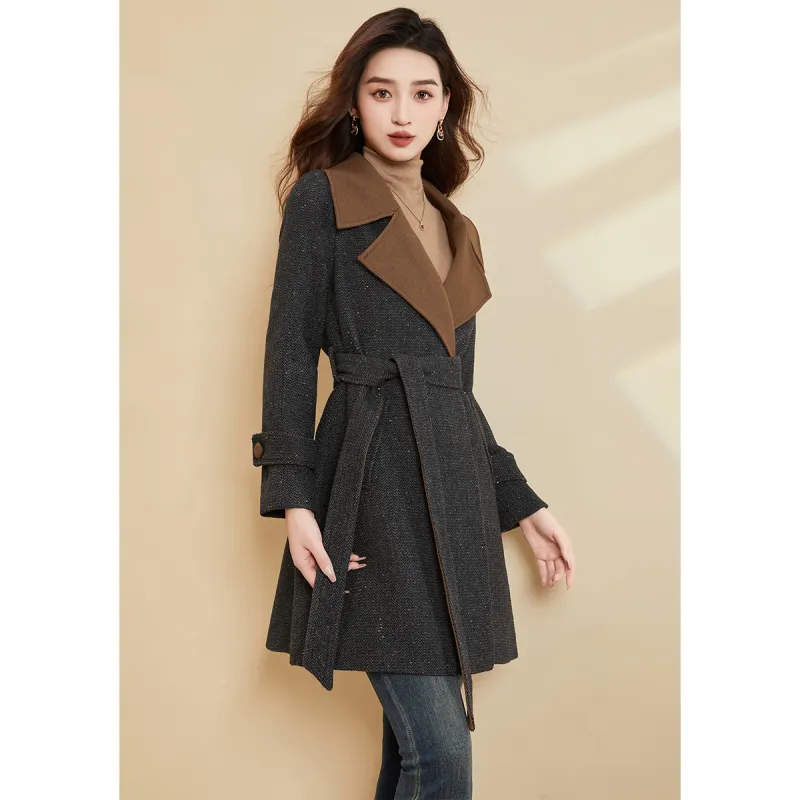 Mylan Spring, Fall Coat Cinched Waist Women's Black Collection Brand, Get Activity Alerts In Real Time-2