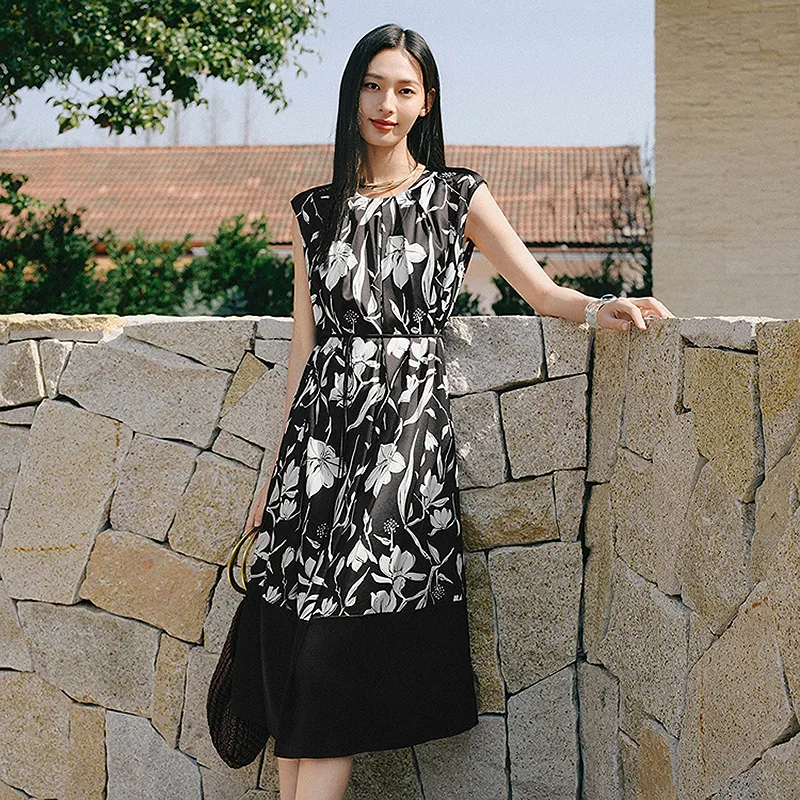 JZ. ANNAKRO Short Sleeved Dress Women's Floral Black-3