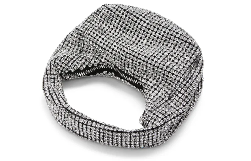 CHARLES&KEITH Artificial Crystal Handbag Small Size Women's Silver-2