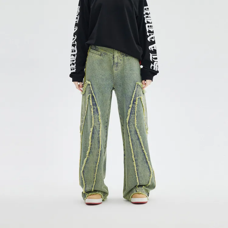 INXX Raw Edge Structural Splicing Jeans-10