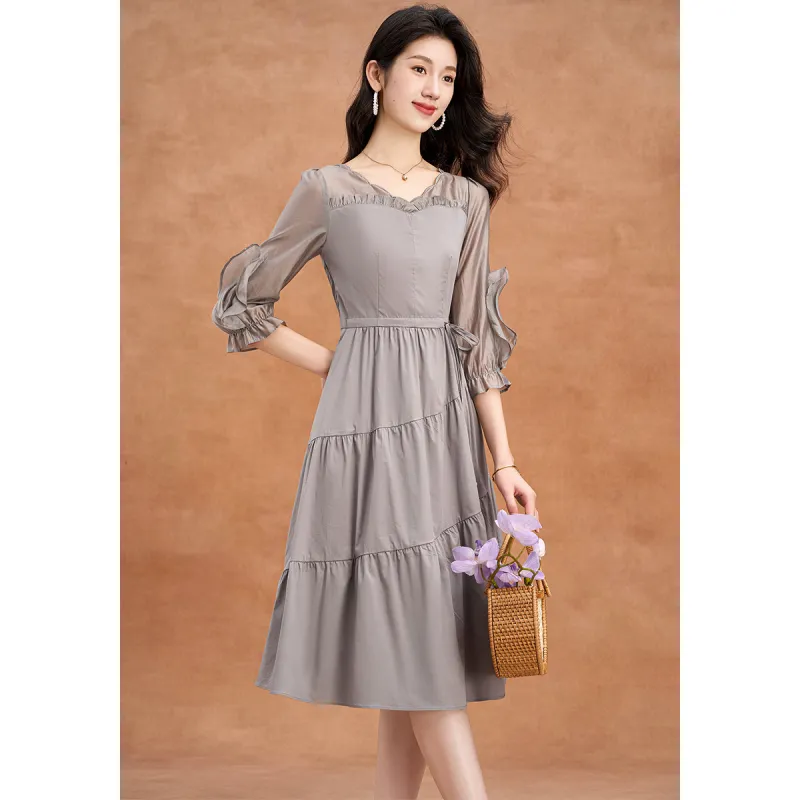 Mylan Long Sleeved Dress Women's Gray-7