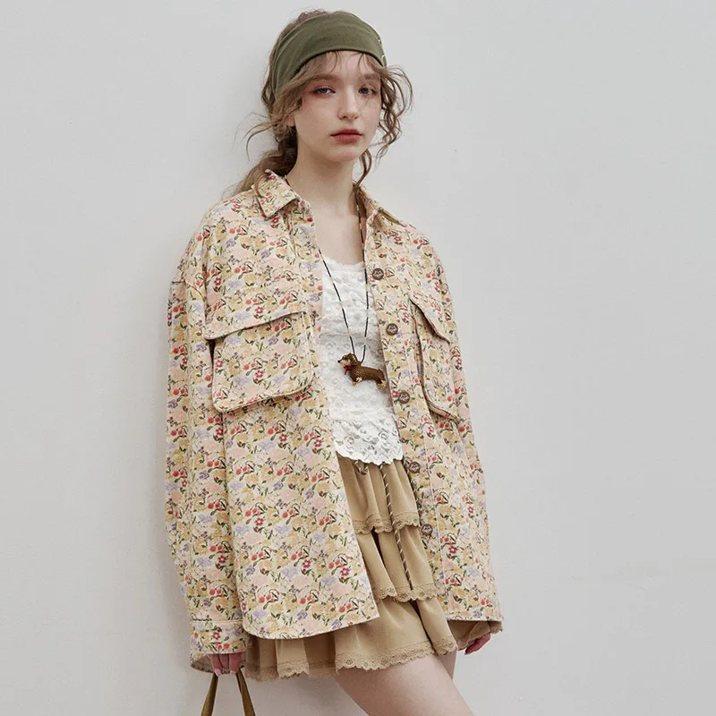 ELF SACK Jackets & Coats Women's Floral Apricot-2