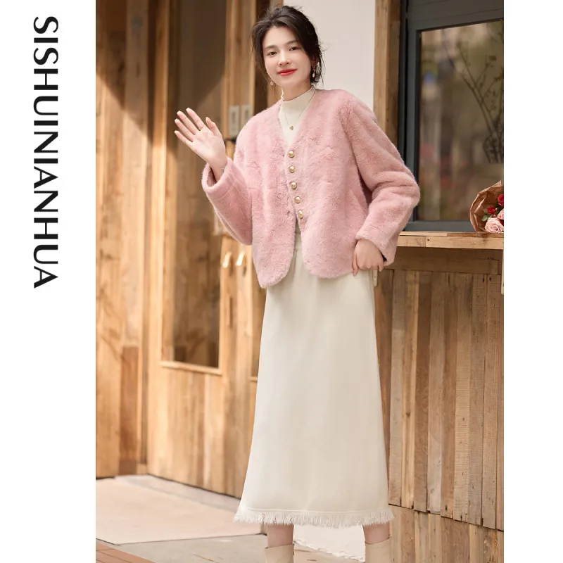 Like The Age Of Water Velvet feel Coat Women's Pink-1