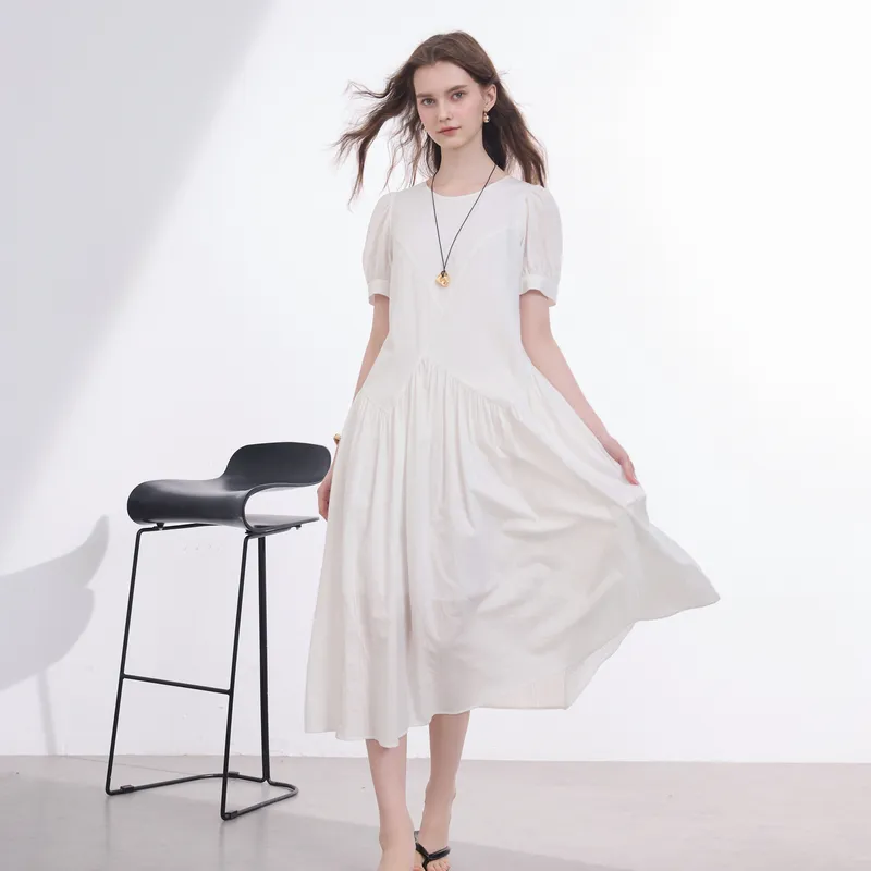 3COLOUR Short Sleeved Dress Women's Pearl White-3